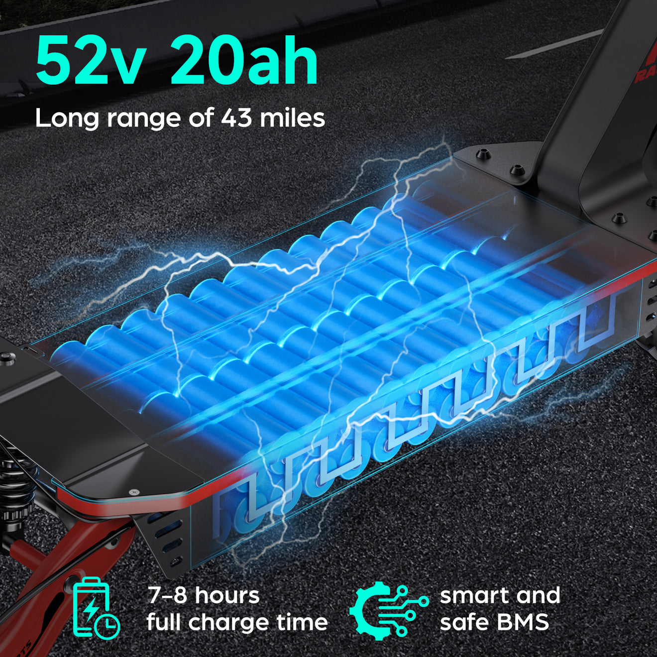 Hillmiles GOKEEP F5 Elektroroller für Gelände | 1000W Motor | 52V 20Ah | 70km Reichweite